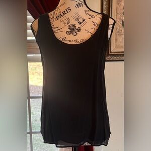 Vintage Black Silk Sleeveless Layering Tank Top Blouse Small Flowy Minimalist